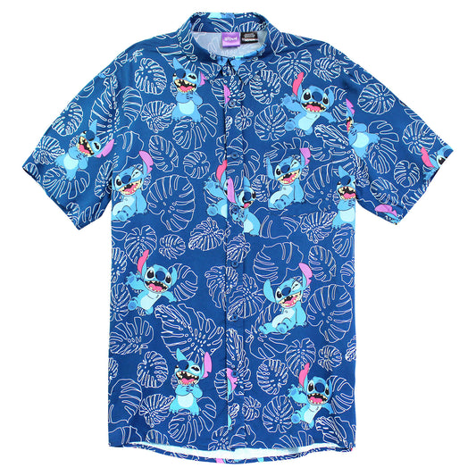 Men's Disney STITCH PLANTS REPEAT Button Up Woven