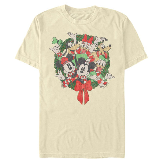 Men's Disney Christmas Group Shot Wreath T-Shirt