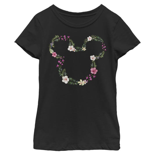 Girl's Disney Floral Mickey T-Shirt